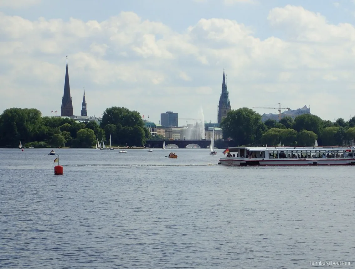 Hidden park views from the water on a Hamburg Alster canal boat tour