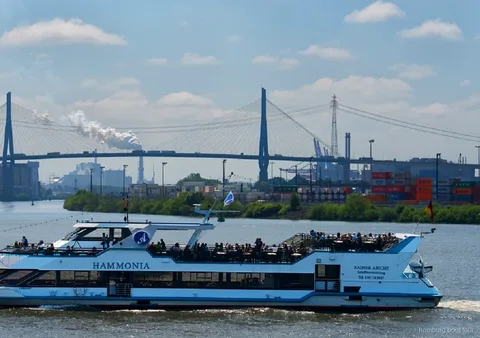 Airbus plant at Finkenwerder seen from the Hamburg Blankenese cruise