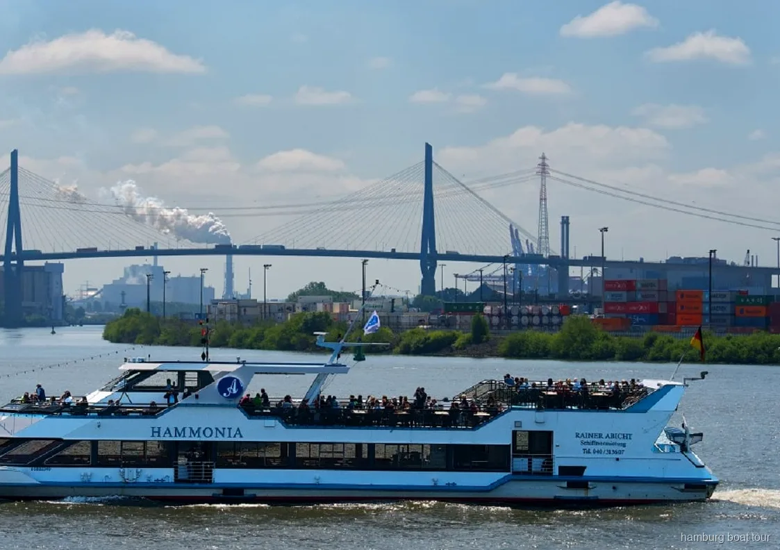 Airbus plant at Finkenwerder seen from the Hamburg Blankenese cruise